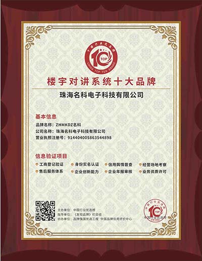 十大品牌榮譽證書